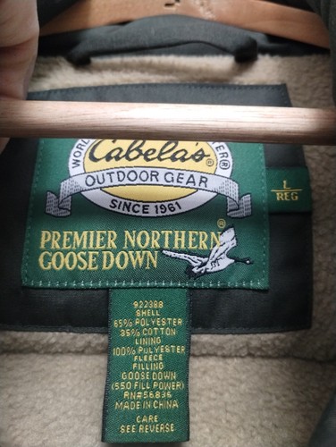 Vintage Cabelas Premium Northern Goose Daunen gefütterte Weste Herren Large Regular Outdoor - Bild 2 von 5