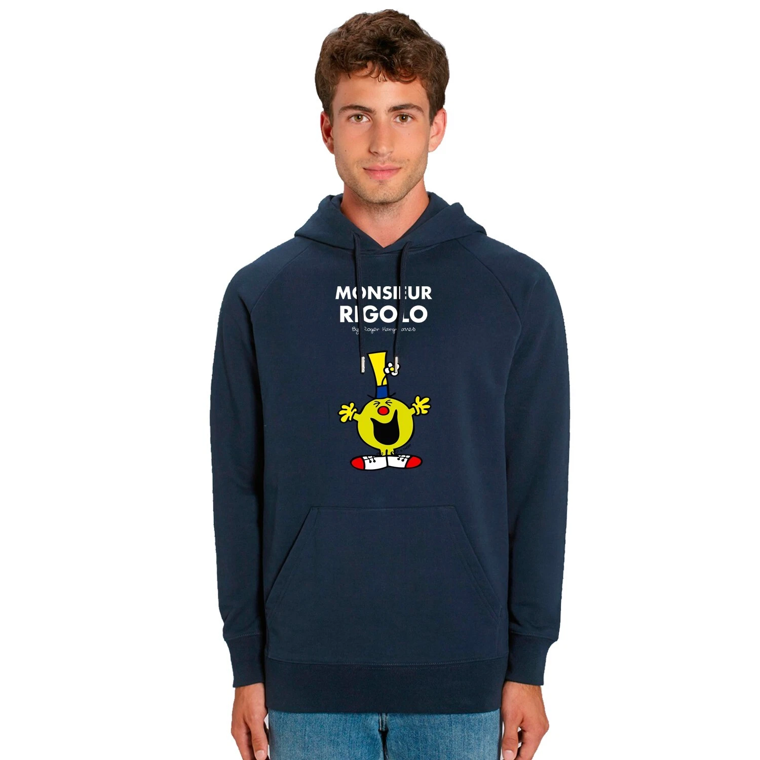 Men's Hoodie Navy Blue, Monsieur Rigolo