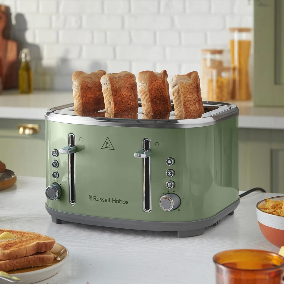 Russell Hobbs Stylevia Sage Green 4 Slice Toaster - Image 2 of 4
