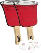 Red Cup Living Table Tennis 2 Player Set Ping Pong paddles 4 balls Beer Beerpong