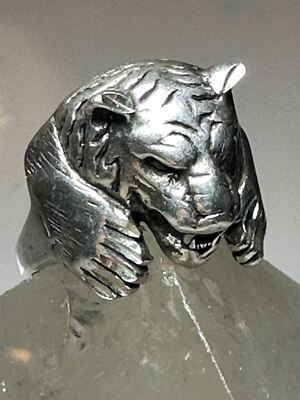 Cougar ring size 8.75 tiger band sterling silver women