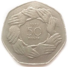 BREXIT 50P 1973 HAND OF RINGS EEC EU EUROPEAN UNION 50P CIRCULATED