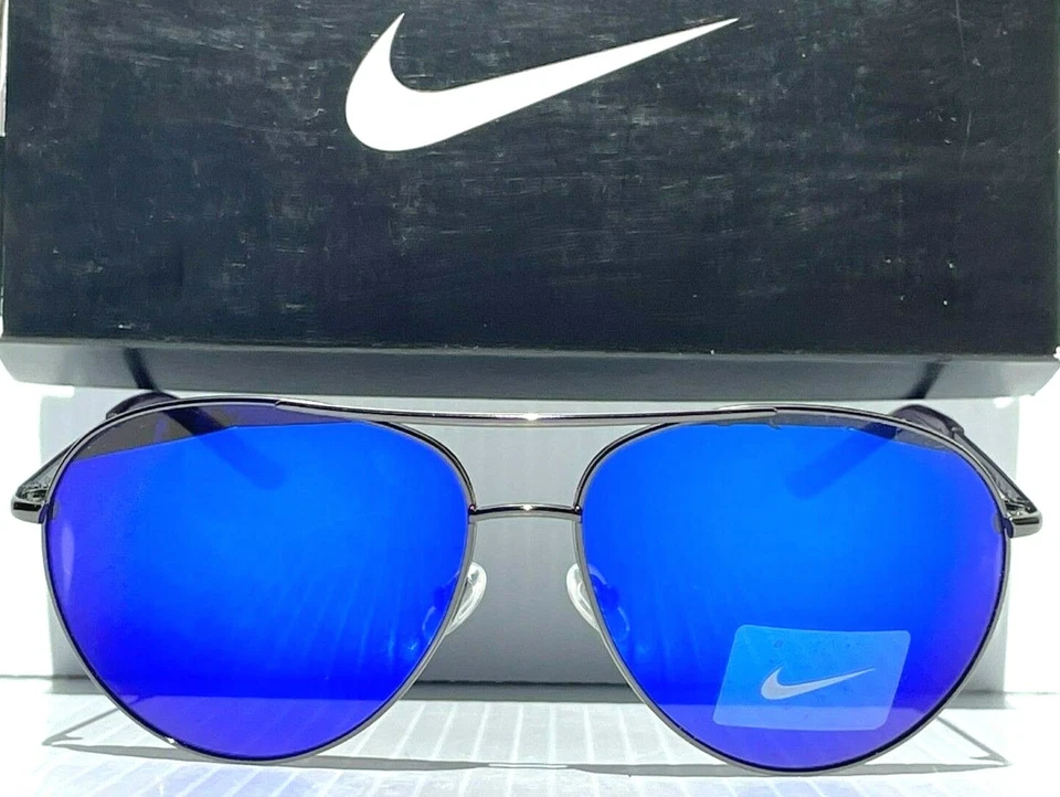 NUEVO NIKE Chance Gunmetal Cromo 61mm Azul Aviador Espejo Gafas de Sol EV1218 055 Foto 3 de 4