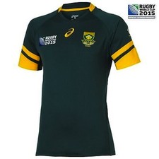 SOUTH AFRICA 2015/16 2XL WORLD CUP ASICS GREEN/YELLOW S/S RUGBY SHIRT JERSEY