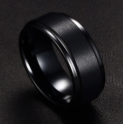 SHJSSR001 Black Stainless Steel Ring Men/'s Black Wedding Band Men/'s Personalized Stainless Steel Wedding Band 8mm Stainless Steel Ring