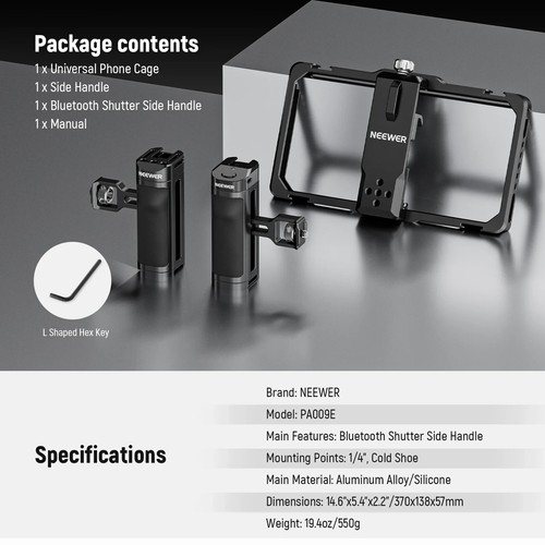 NEEWER Phone Stabilizer Video Rig Handheld Phone Cage Kit for iPhone Samsung - 第 8/9 張圖片