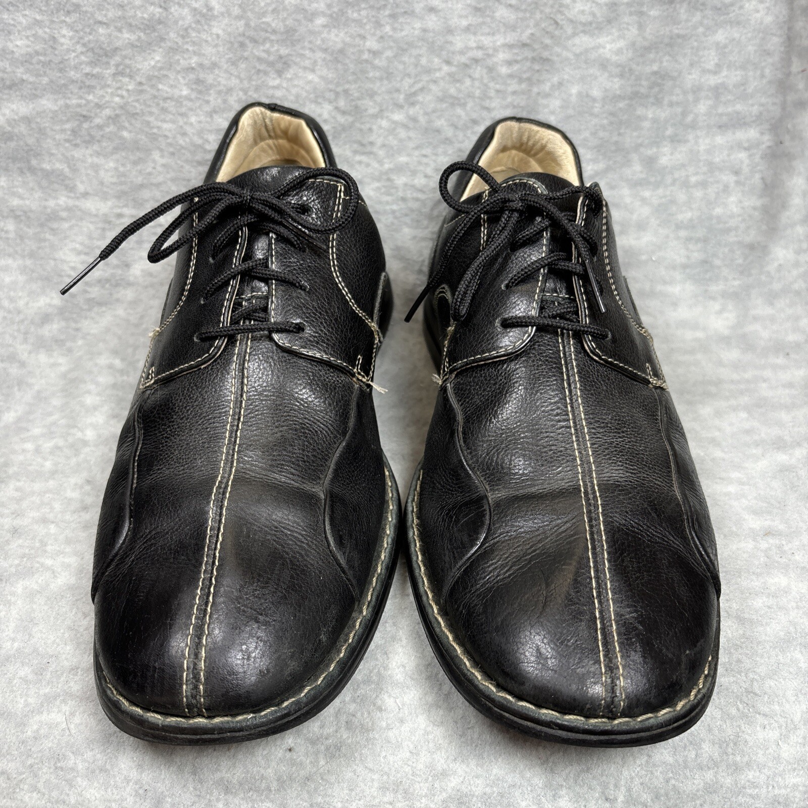 SAOLA Scarpe Johnston & Murphy 9 5 M nere Shuler punta bicicletta derby punto a contrasto