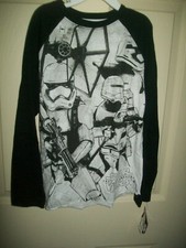 NEW BOYS STAR WARS L/S SHRT SZ 14-16 B W