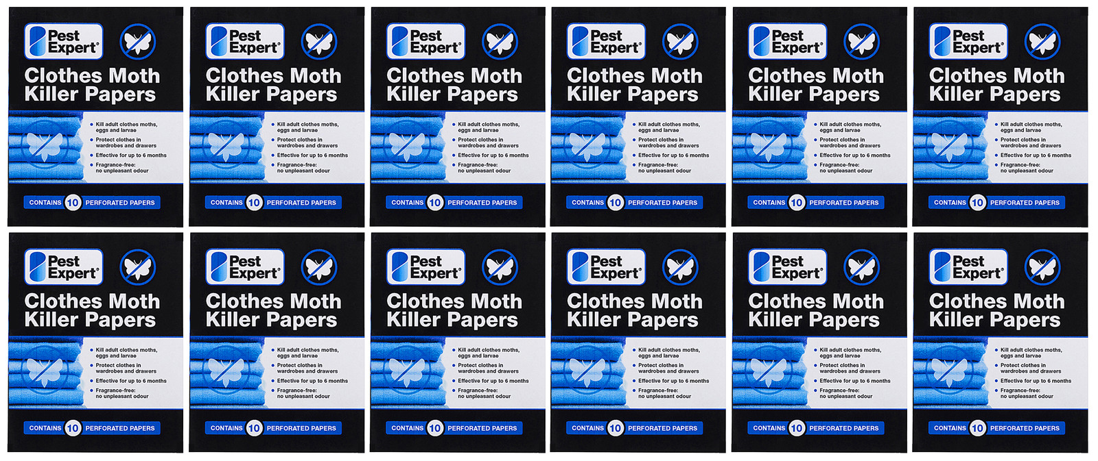 Pest Expert® Clothes Moth Killer Strips Papers (Twinpack) X12