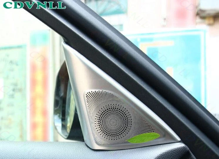 Cubierta de marco de altavoz de pilar delantero de acero plateado 2X para Infiniti Q70 2014-2019 Foto 4 de 4