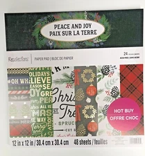 Recollections PEACE AND JOY 12  x 12 Paper Pad 48 Sheets w Gold Foil Scrapbook