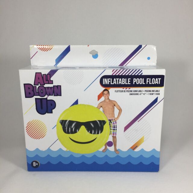 Emoji Aufblasbar Pool Schwimmer Smiley Sonnenbrille Alter 8+ 119cm x Neu IN Box