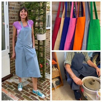 POTTERS WAREHOUSE Potters Split Leg Apron Cotton Pottery Apron Adjustable neck strap 2 Pockets