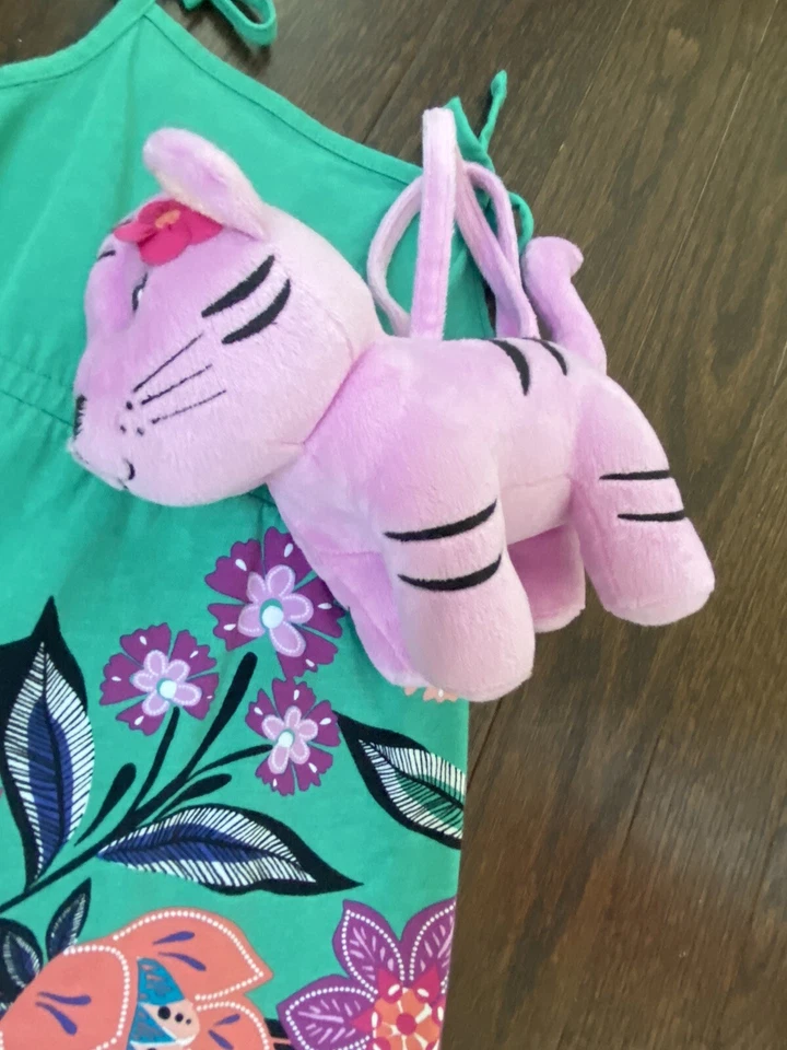 Gymboree Girls 4 Island Maxi Dress Pink Green Necklace Purse Jungle Brights - Image 3 of 4