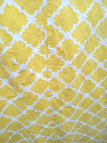 Women Ashley Stewart Yellow & White Fit & Flare Geometric Midi Dress sz 22 Linen - Picture 2 of 8