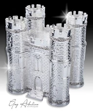 Artist Greg Arbutine REAL ALL Metal Castle Box in rich Silver Enamel Crystals