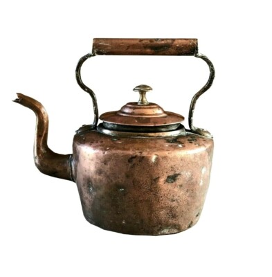 Antique Vintage Copper Kettle Cottage Farm House Rustic Kitchen