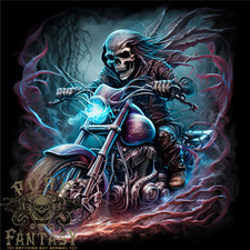 a Biker Skeleton on a Motorcycle Skull Mens Light Cotton T-Shirt