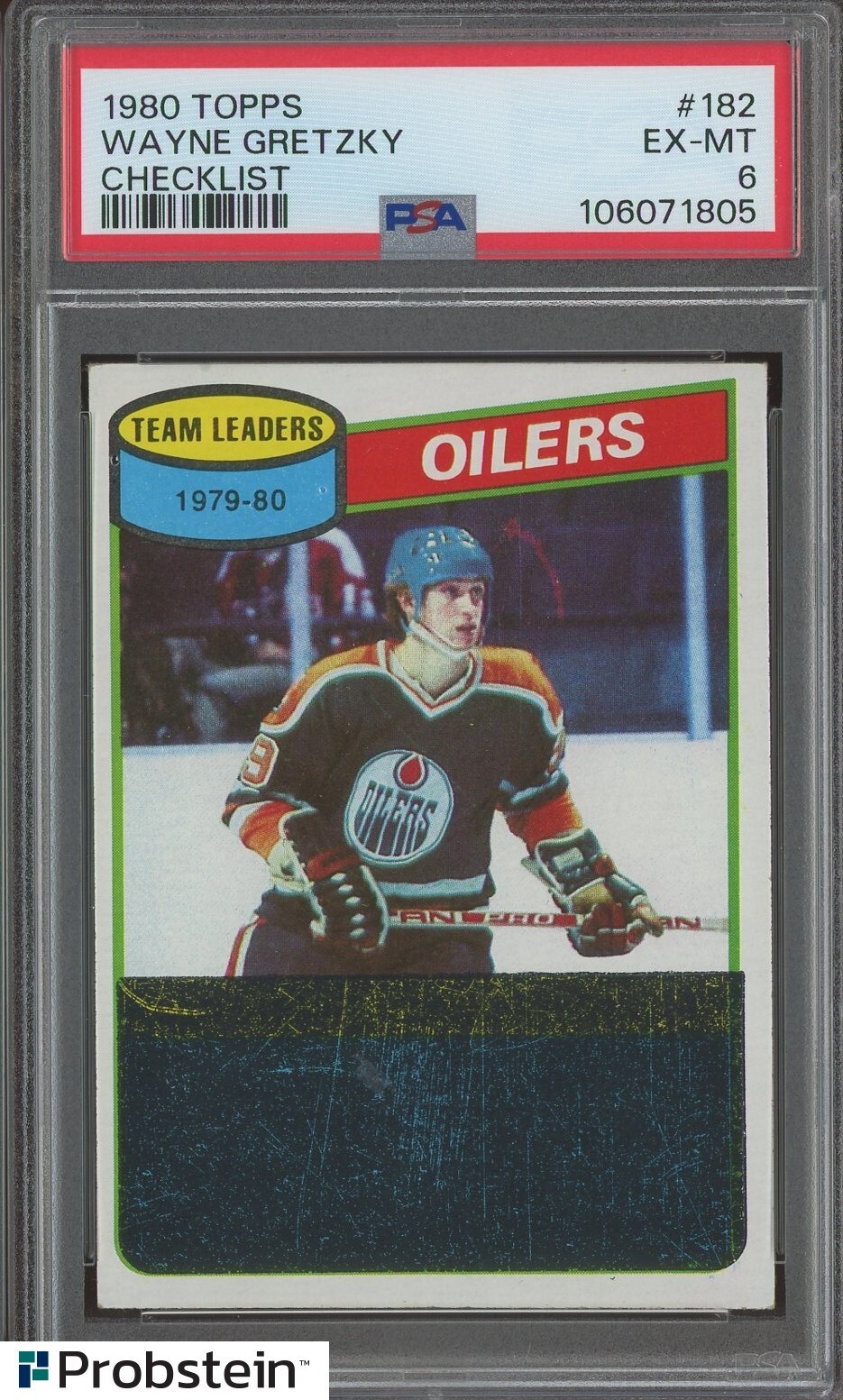 1980 Topps Hockey Checklist #182 Wayne Gretzky Oilers HOF PSA 6 EX-MT