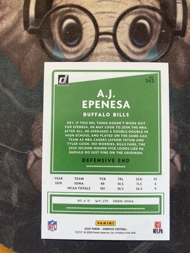 A.J. Epenesa 2020 Panini Donruss Calcio RC ROOKIE n. 262 - Foto 2 di 2
