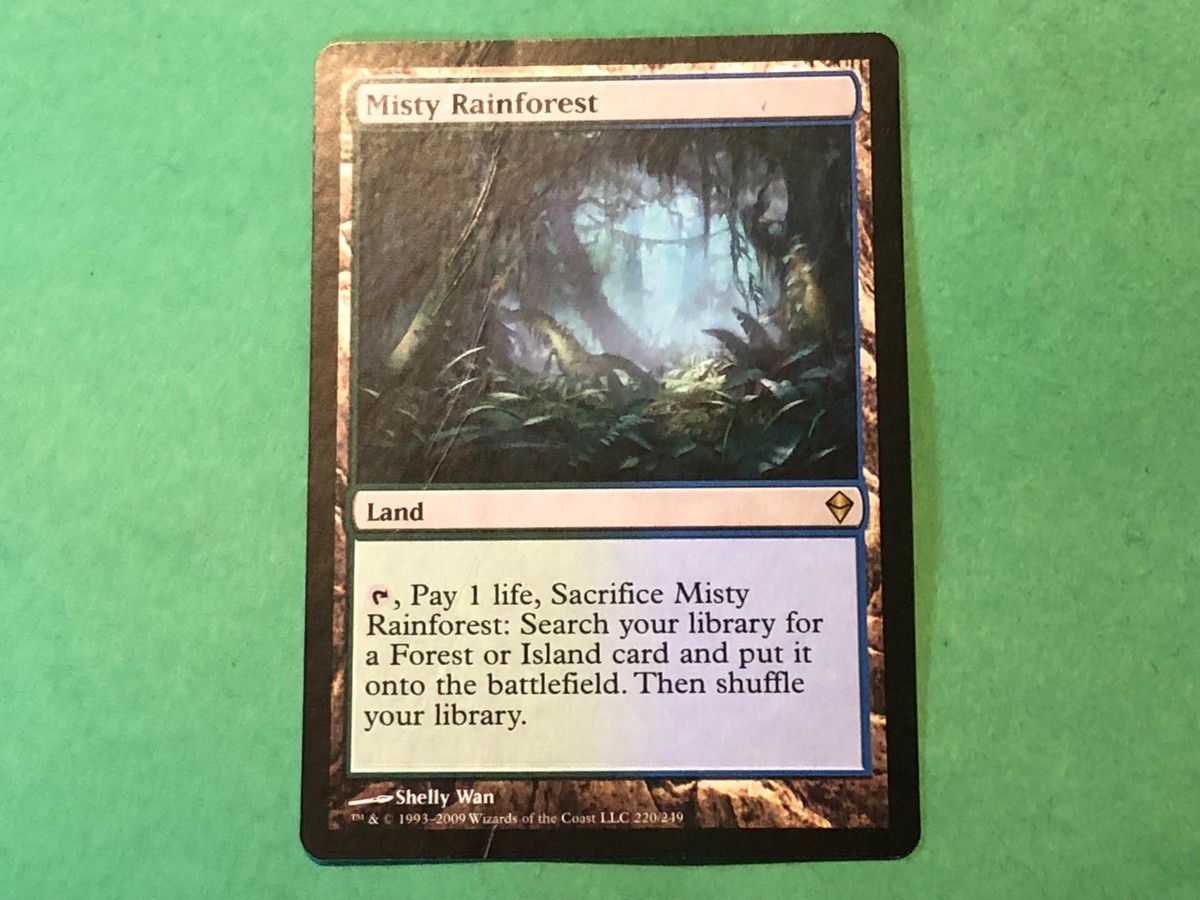 Misprint Misty Rainforest Zendikar PARTIALLY GLUED COMING APART
