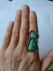 Vintage Navajo Sterling Silver Turquoise Ring - Size 9 - 13.48g