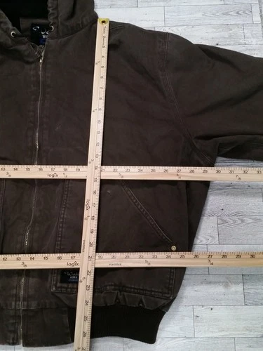 Vintage Men's Walls Workwear Jacket Canvas Hooded Bomber Fleece Lined Coat 2XL image 9
