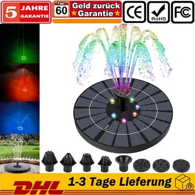 LED Solar Pumpe  Brunnen Springbrunnen mit Akku Teich Fontäne Garten Wasserspiel