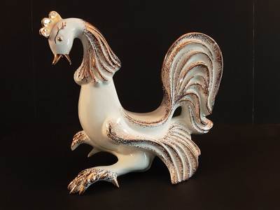 Vintage 1954 William Hirsch Gold Accented Rooster Sculpture Figurine