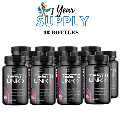 Testo Link- Bodybuilding & Men's Health Support- 12 Bottles- 1080 Capsules