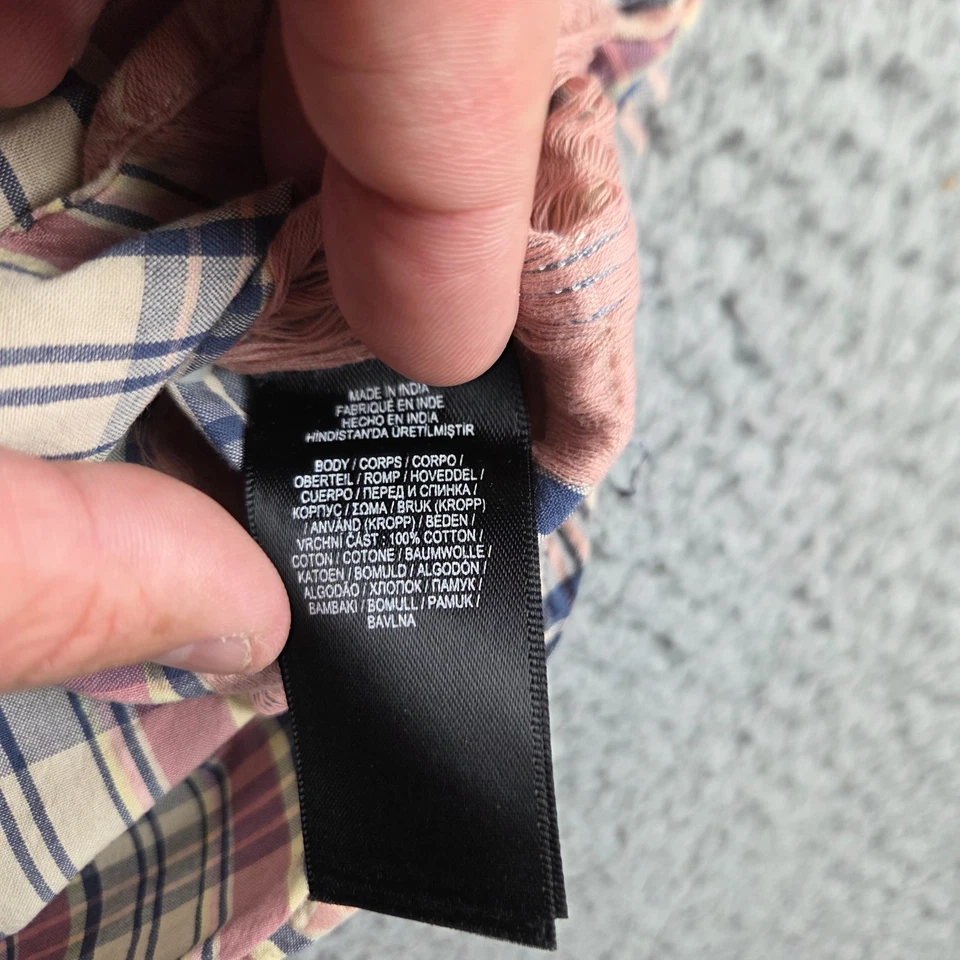 RRL Shirt Mens L Polo Ralph Lauren Aztec Jacquard Madras Workshirt Pink Western - Image 4 of 4