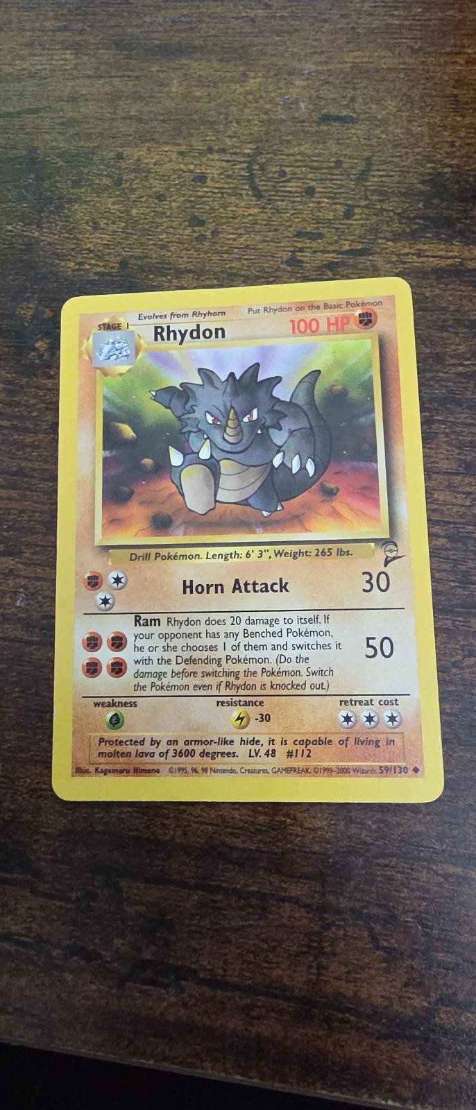 Rhydon 59/130 Uncommon Base Set 2 Pokemon Lightly Played