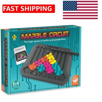 Marble Circuit Puzzle, Logic Game with 64 Challenges, Brainteaser Game for Ag...