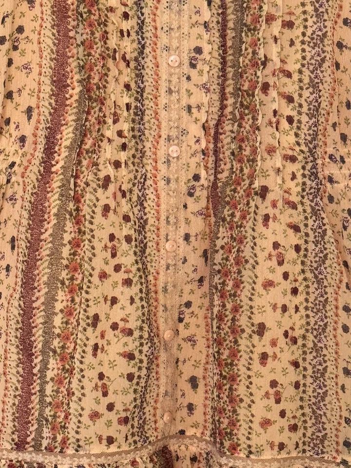 Camiseta sin mangas Decree talla pequeña de encaje floral boho Y2K con volantes de hadas Cottagecore Foto 4 de 4