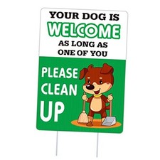 Funny Clean Your Dog Poop Yard Sign with Stakes 8''X12'' Double 1- Welcome