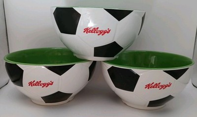 Kellogg's Keramik Fußball/Platz Motiv Müslischale Konvolut 3er Set Vintage 2002