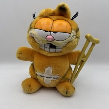Vtg 80s GARFIELD Plush Dakin  I DON  T NEED THIS  With Crutches Get Well Soon