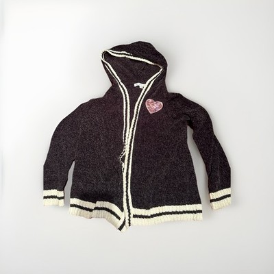Cozy Knotted Kids Cardigan for Girls Long Sleeve Sweater With Heart Patch