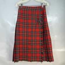 Vintage Highland Queen Royal Stewart Tartan Kilt Girls 7/8 Wool Red Plaid Canada