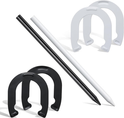 Horseshoes Outside Game for Kids, Metal Horse Shoes Game Kit Includes 4 Horsesho