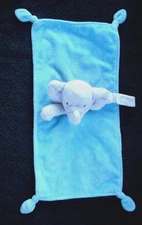 Carter's Aqua Elephant Security Blanket Pacifier Holder Rattle