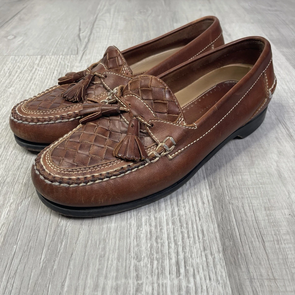 Mocassins Johnston & Murphy Pointure 11.5 M – Cuir Noir, Style Loafers à Pompons, Occasion