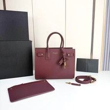 Women's Wine Red Textured Leather Work Satchel with Lock Accessories