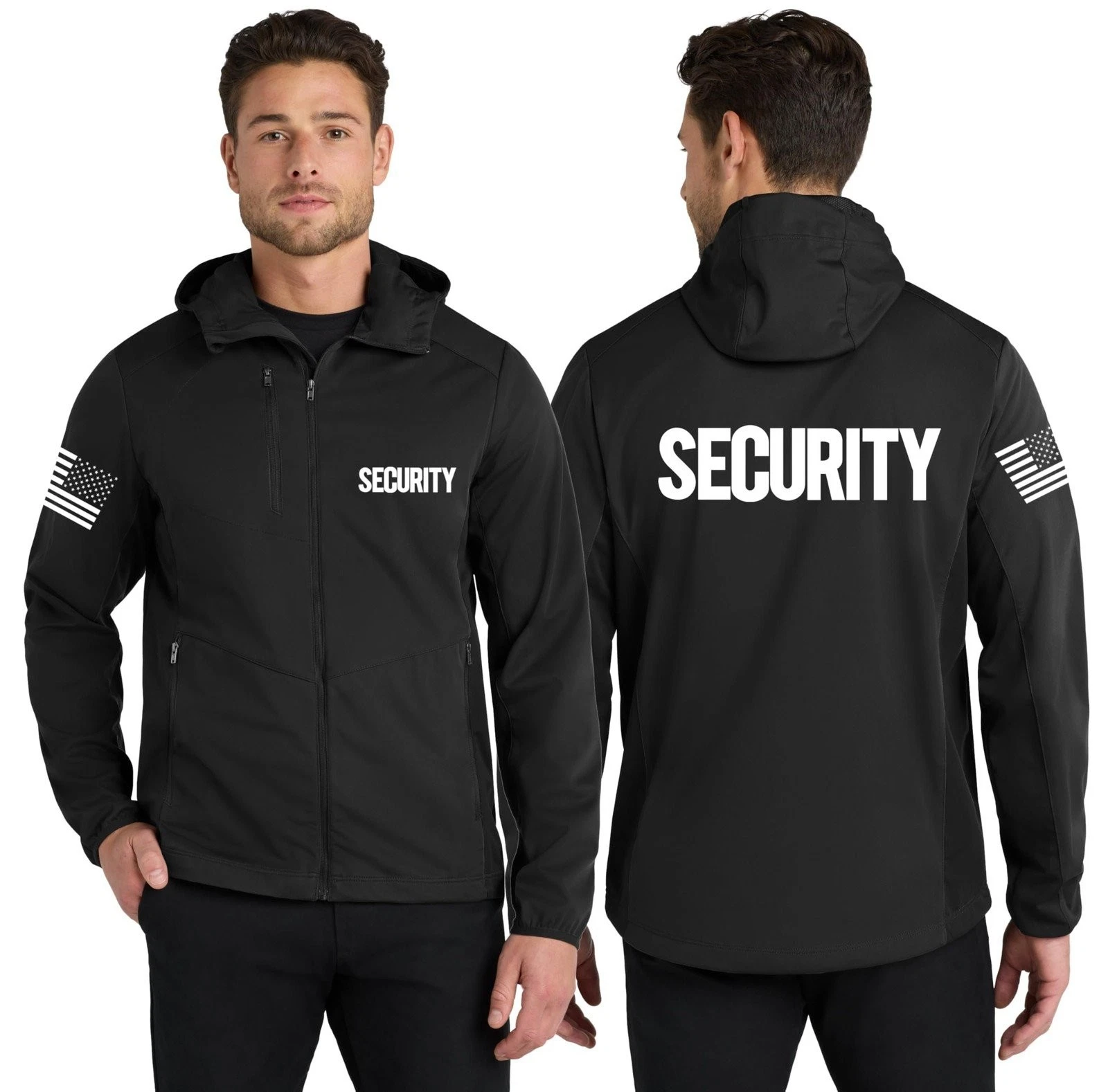 Men's Security Soft Shell Hooded Wind Breaker Jacket Wind & Water Resistant
Opens in a new window or