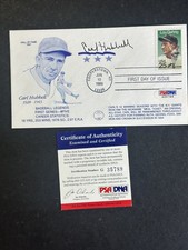 Carl Hubbell HOF Giants Signed 1989 First Day Cover FDC PSA/DNA AUTO COA