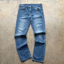 Levi Strauss Co 511 Mens Jeans W32 L32 Blue Slim Fit Full Zip Distressed