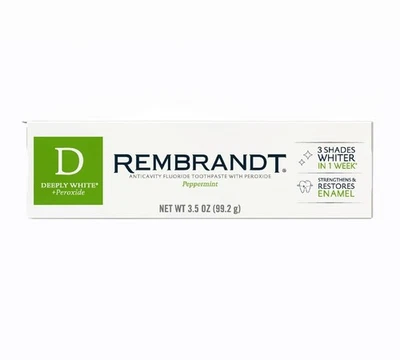 Rembrandt Deeply White Whitening Toothpaste, Peppermint, 3.5 Oz (99.2 g)