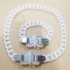 Acrylic Chain Necklace Transparent Matte Lock Pendant Rock Choker Men Jewelry