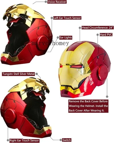 AUTOKING Iron Man MK5 1:1 Helm Tragbare Sprachsteuerung Maske Cosplay Golden Ver - Bild 2 von 12