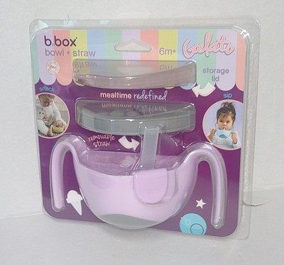 B.BOX Bowl + Straw Kids Snack & Sip Bowl Boysenberry 6m+ New Sealed